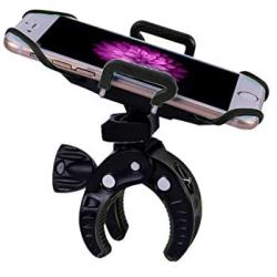 Bike Mount,ihens5 Bike Phone Mount Motorcycle Baby Carriage Bicycle Mic Stand Cell Phone Holder Cradle with Rubber Strap 360 Degree Rotate for iPhone X 7 6s Plus 5s 5SE Sony Samsung (Black)
