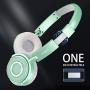On Ear Headphones with Mic, Vogek Lightweight Portable Fold-Flat Stereo Bass Headphones with 1.5M Tangle Free Cord and Microphone-Green
