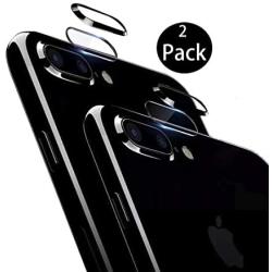 [2 Pack] Tempered-Glass Camera Protector for iPhone 7Plus/8Plus 2.5D Ultra Thin HD Anti-Fingerprint Protective Clear Film for iPhone Lens with 2 Phone Camera Covers (iPhone 7p/8p)