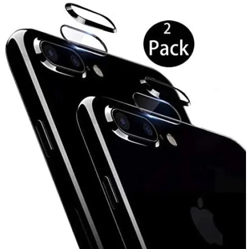 [2 Pack] Tempered-Glass Camera Protector for iPhone 7Plus/8Plus 2.5D Ultra Thin HD Anti-Fingerprint Protective Clear Film for iPhone Lens with 2 Phone Camera Covers (iPhone 7p/8p)