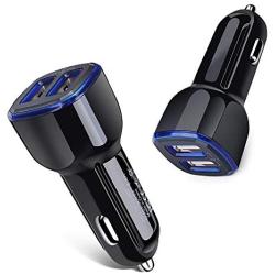 Car Charger, Cebkit 2 Pack Dual Port Travel USB Car Charger Flush Fit Plug Adapter Fast Charger Android Compatible for Samsung Galaxy S9 S8 Plus Note 8 S7 Edge, iPhone X 8 7 6S 6 5, lg g5 g6, Note 4 5