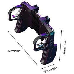 K21 PUGB Helper Four - Finger Linkage Game Handle Peace Elite Fast Shooting Button Controller Mobile Game Controller Game Trigger Joystick Gamepad for 4-6.5" iOS & Android Phone