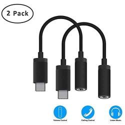 Moto Z USB-C to 3.5mm Audio Headphone Adapter, Weudozue 2 Pack Type C Port to 3.5mm Aux Microphone Stereo Jack Connector Compatible with Motorola Moto Z,Huawei,Xiaomi,LeEco Le and More