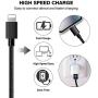 JIMROZ iPhone Charger, MFi Certified Lightning Cable 3 Pack 10ft Nylon Braided Fast Charging Sync Cord Compatible with iPhone 11 Pro Max XS XR X 8 7 6s 6 Plus 5 5s, iPad, iPod and More, Black