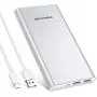 Poweradd 2ND Gen Pilot 2GS 10000mAh Power Bank, Dual USB Port 3.4A Portable Charger with High-Speed Charge for iPhone, Ipad, Samsung, Mobile Phones and Tablet- Silver