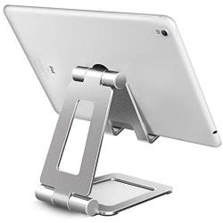 Adjustable iPad Stand, Tablet Stand Holders, Cell Phone Stands, iPhone Stand, Nintendo Switch Stand, iPad Pro Stand, iPad Mini Stands and Holders for Desk (4-10 inch) (Silver)