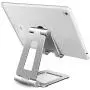 Adjustable iPad Stand, Tablet Stand Holders, Cell Phone Stands, iPhone Stand, Nintendo Switch Stand, iPad Pro Stand, iPad Mini Stands and Holders for Desk (4-10 inch) (Silver)