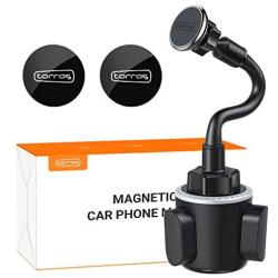 TORRAS Magnetic Cup Holder for Car, Gooseneck Magnet Cell Phone Car Mount Cradle Compatible with iPhone SE/Xs Max/X / 11/8, Samsung Galaxy S20 / S10 / S9 and More
