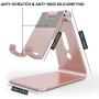 Emoly Adjustable Cell Phone Stand, 2020 Aluminum Desktop Cellphone Stand with Anti-Slip Base and Convenient Charging Port, Fits All Smart Phones (Pink)