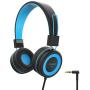 NIVAVA K8 Kids Headphones for Children Boys Girls Teens Wired Foldable Lightweight Stereo On Ear Headset for iPad Cellphones Computer MP3/4 Kindle Airplane School(Black/Blue)