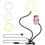QWOO 6 Selfie Ring Light with Phone Holder, Flexible Cell Phone Stand and Desk Clamp LED Light for Live Streaming Video Recording