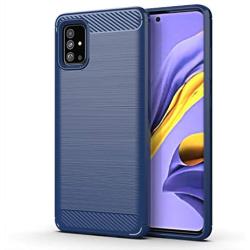 Galaxy A51 case,Samsung A51 case,MAIKEZI Soft TPU Slim Fashion Anti-Fingerprint Non-Slip Protective Phone Case Cover for Samsung Galaxy A51(Navy Brushed TPU)