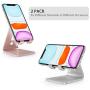Cell Phone Stand, OMOTON [2 Pack] Phone Holder for Desk, Aluminum Mobile Phone Cradle Dock Compatible with All iPhone and Android Smartphone (Silver&Rose Gold)