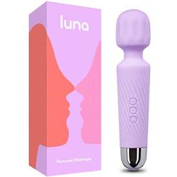 Rechargeable Personal Wand Massager - 20 Patterns & 8 Speeds - Travel Bag & Manual Included - Perfect for Muscle Tension, Back, Neck Relief, Soreness, Recovery - Lavender