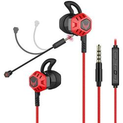 Gaming Earbuds with Microphone Noise Isolating in-Ear E-Sport Wired Earbud Pure Sound and Powerful Bass, Earphones Headset with Mic and Volume Control for Mac, PC, Switch, Mobile Phone with 3.5mm