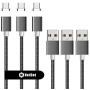 Netdot Gen7 Nylon Braided USB-C Magnetic Fast Charging Cable Compatible with Type-C Smartphone(3.3ft USB-C/3 Pack Gray)