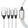 (Gray)4ft+6.6ft 2pack 3in1 Cable 3A Multiple Devices Phone Connector Universal USB Charger Cord Adapter Compatible with Cell Phone Note Tablets and More