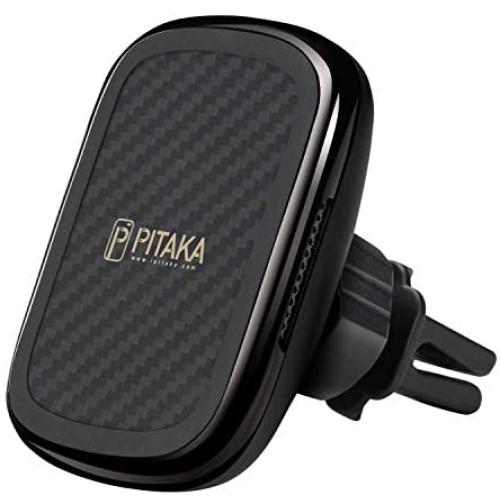 Wireless Charging Magnetic Car Mount PITAKA MagEZ Mount Qi Only Compatible with MagEZ Case Fast Charging Phone Holder with USB A-C Cable Air Vent Mount for iPhone Galaxy Qi Smartphone