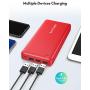 Portable Charger RAVPower 26800mAh Power Bank Battery Pack Total 5.5A Output External Battery 3 Ports Portable Phone Charger Compatible with iPhone 11 Pro Max SE iPad Samsung Galaxy S20 Note10 (Red)