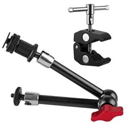 pangshi 11inch Adjustable Articulating Friction Magic Arm & Large Super Clamp Compatible with DSLR Camera Rig, LED Lights, Flash Light, LCD Monitor