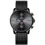 GOLDEN HOUR Mens Watches Fashion Sport Quartz Analog Black Mesh Stainless Steel Waterproof Chronograph Wrist Watch, Auto Date in Blue/Red/Gold Hands