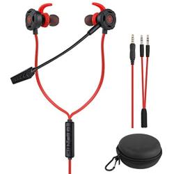 BlueFire Wired Gaming Earphone 3.5 MM E-Sport Earphone Noise Cancelling Stereo Bass Gaming Headphone with Adjustable Mic for PS4, Xbox One, Laptop, Cellphone, PC (Red)