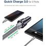 Car Charger, JSAUX Quick Charge 3.0 3A Dual USB Ports 36W Fast Car Adapter Metal Compatible with Samsung Galaxy S10 S9 S8 S20 Plus Note 10 9 8 S7, iPhone Xs Max XR X 8 7 6, iPad, LG G6 V20, Moto Black
