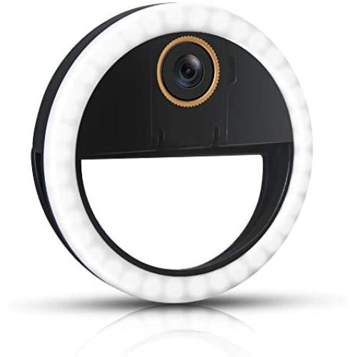 GLOUE Selfie Light Ring Led Circle Clip-on Selfie Fill Light with 36 Led Bubbles USB Rechargeable Portable for for iPhone, Smart Phones, Pads, Makeup Mirrors(Black, 1 Pack)