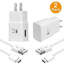 Samsung Fast Charger,Hzrfun USB Wall Charger Adaptive Fast Charger Kit Type C Compatible with Samsung Galaxy S10/S9/S8 Plus/S10E,Type-C Charging Kit Includes 2 Charging Adapter & 2 Type-C Cable White