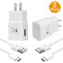 Samsung Fast Charger,Hzrfun USB Wall Charger Adaptive Fast Charger Kit Type C Compatible with Samsung Galaxy S10/S9/S8 Plus/S10E,Type-C Charging Kit Includes 2 Charging Adapter & 2 Type-C Cable White