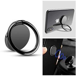 Cell Phone Finger Ring Stand-360° Rotation Metal Ring Grip for Magnetic Car Mount Compatible with All Smartphone Black