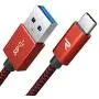 RAMPOW Short USB C Cable 0.65ft, 3A Fast Charging USB Cable C, Braided USB Type C Charger Compatible Samsung Galaxy S20/S10/S9/S8/Galaxy Note 9, LG V20/G5/G6, Sony and More - Red