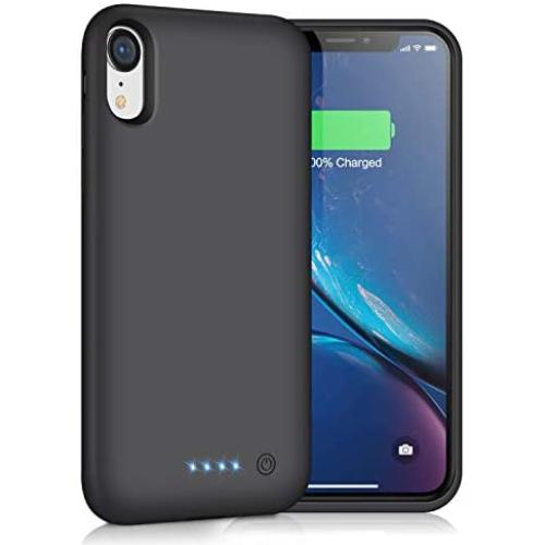 Battery Case for iPhone XR,Trswyop 6800mAh Portable Charging Case for iPhone XR Rechargeable Backup External Battery Pack Extended Battery Protective Charger Case(6.1inch)-Black