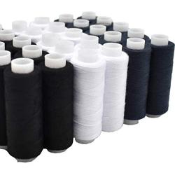 Sewing Thread Basic Sewing Industrial Machine and Hand Stitching 250 Yards Each Spool Polyester 30 Spool Black Navy White 3 Colors