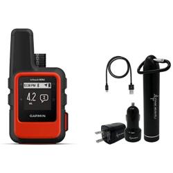 Garmin InReach Mini Handheld Iridium Satellite Communicator and Wearable4U Ultimate Power Pack Bundle (Orange)