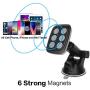Suction Cup Magnetic Phone Car Mount with Quick Extendable Telescopic Arm, Industrial-Strength Suction Cup, 6 Strong Magnets, 3 Metal Plates, Dashboard Windshield Holder for All iPhone Cell Phone