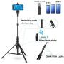 Phone Tripod Stand Selfie Stick 54 Inch Portable Aluminum Alloy Phone with Wireless Remote Shutter for iPhone Tripod 11 pro Xs Max Xr X 8 7 6 Plus, Android Samsung Galaxy Smartphone Vlog/Live Stream