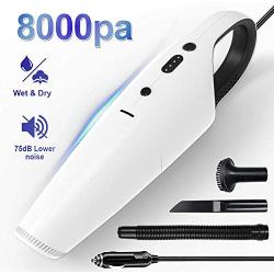 Car Vacuum, GALSOAR 8000Pa Strong Power Suction Auto Portable Lightweight Car Vac, Wet and Dry Automotive Handheld Vacuum Cleaner for Car, White