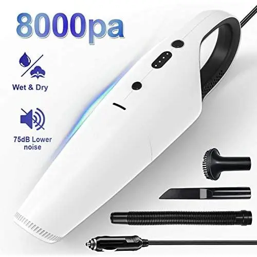 Car Vacuum, GALSOAR 8000Pa Strong Power Suction Auto Portable Lightweight Car Vac, Wet and Dry Automotive Handheld Vacuum Cleaner for Car, White Car Vacuum, GALSOAR 8000Pa Strong Power Suction Auto Portable Lightweight Car Vac, Wet and Dry Automotive Handheld Vacuum Cleaner for Car, White