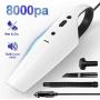Car Vacuum, GALSOAR 8000Pa Strong Power Suction Auto Portable Lightweight Car Vac, Wet and Dry Automotive Handheld Vacuum Cleaner for Car, White