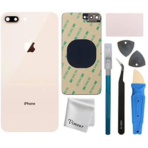 Vimour Back Glass Replacement for iPhone 8 Plus 5.5 Inches All Carriers with Pre-Installed Camera Lens, Bracket, Adhesive and Repair Tool Kits (Rose Gold)