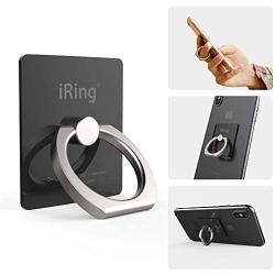 iRing Original - Include Hook Mount for Wall or Car Cradle. AAUXX Cell Phone Ring Grip Finger Holder, Mobile Stand, Kickstand, iPhone, Android, Smartphones, Tablets.(Jet Black)