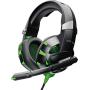 Evo Core Phenom MEGA Gaming Headset with Boom Mic, LED Glow Lights, XL Ear Pads 50mm Drivers, Compatible with PS4, Xbox and Mobile Phone Gaming (Green)