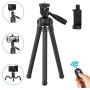 Phone Tripod Flexible Upgraded, 11" Portable Cell Phone Camera Travel Tripod Stand with Wireless Remote Shutter and Universal Phone Mount, Compatible with iPhone, Android Phones, Sports Camera GoPro