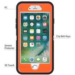 iPhone 6/6S Case Shockproof High Impact Tough Rubber Rugged Hybrid Case Silicone Triple Protective Anti-Shock Shatter-Resistant Mobile Phone Case for iPhone 6/6S 4.7"(Black-Orange)