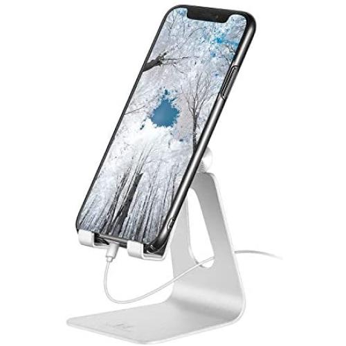 Adjustable Cell Phone Stand - ToBeoneer Phone Stand [Update Version] Multi Angle Dock Holder for All Mobile Phones, Desktop Office Home Accessories Desk - Silver