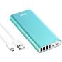 Portable Charger, BONAI 20000mah 4.0A Max Input 4 USB Output Power Bank, Aluminum Polymer External Battery Pack Travel Compatible with iPhone Charger iPod iPad Samsung Smartphone Tablet - Mint