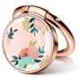 GVIEWIN Cell Phone Ring Holder Finger Kickstand, 180° Rotation Metal Flower Ring Grip for Magnetic Car Mount Compatible with All Smartphones Adhesive to All Phone Cases (Floral/Pink)