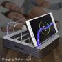 Simicore Charging Station for Multiple Devices, Simicore 4-Port USB Charger Station with 5 Short Mixed Cables for Cell Phones, Smart Phones, Tablets (Silver)