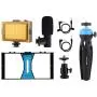 Smartphone Video Rig Kit PULUZ Smartphone Video Grip with Microphone + Video Light + Cold Shoe Tripod Head + Mini Tripod for iPhone Samsung and Most Phones Within 7-inch Screen (Blue) Smartphone Video Rig Kit PULUZ Smartphone Video Grip with Microphone + Video Light + Cold Shoe Tripod Head + Mini Tripod for iPhone Samsung and Most Phones Within 7-inch Screen (Blue)